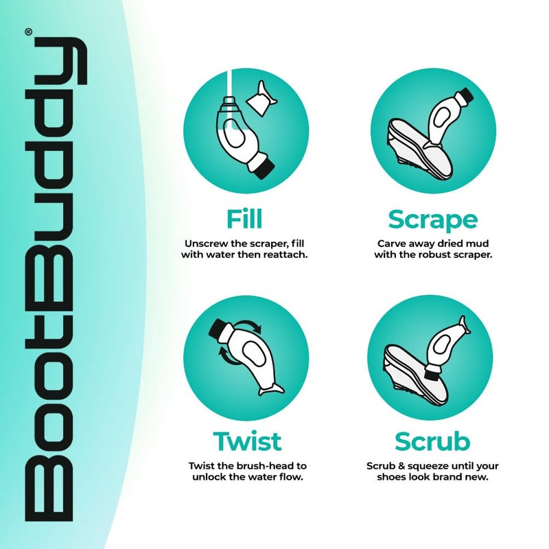 BootBuddy Shoe & Boot Cleaner Brush â€“ Footwear Cleaning Kit for Hiking Boots, Golf Shoes, Football Boots, Running Shoes & Wellies â€“ Cleans Mud, Dirt & Stains in Minutes â€“ As Seen on Dragonsâ€™ Den - Image 3